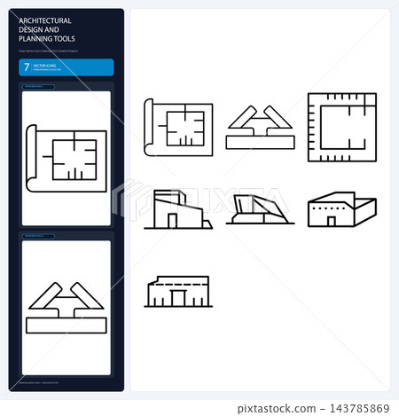 Architectural Design and Planning Tools Drafting Blueprint Line Icons Architectural Design and Planning Tools Drafting Blueprint Line Icons 143785869
