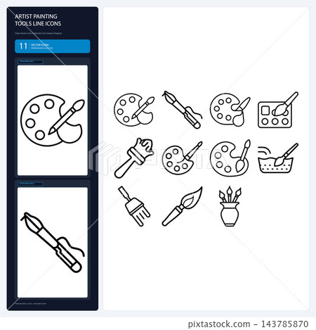 Artist Painting Tools Line Icons Fine Art Brushes Palette Glyphs Artist Painting Tools Line Icons Fine Art Brushes Palette Glyphs 143785870
