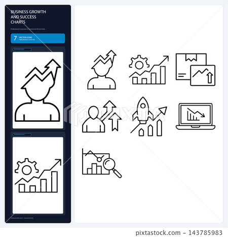 Business Growth and Success Chart Icons Financial Progress Set Business Growth and Success Chart Icons Financial Progress Set 143785983