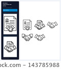 Business Handshake and Deals Partnership Agreement Line Icons Set 143785988