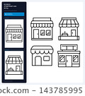 Business Storefront and Retail Icons Commercial Shop Front Set 143785995