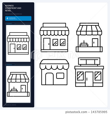 Business Storefront and Retail Icons Commercial Shop Front Set Business Storefront and Retail Icons Commercial Shop Front Set 143785995