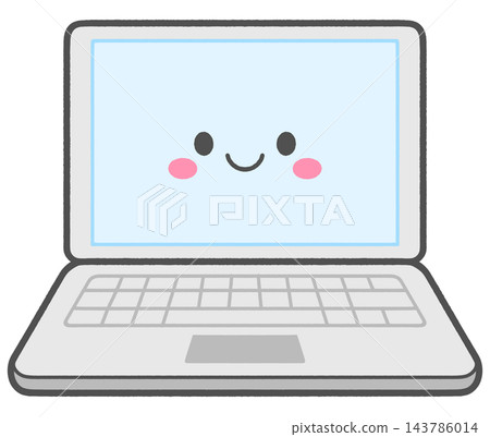 Cute laptop computer character with happy face Cute laptop computer character with happy face 143786014