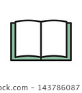 打開的書籍和筆記本的插圖 143786087