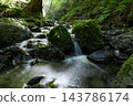 A small stream that flows along the No. 6 trail on Mount Takao in Tokyo. 143786174