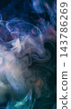 Ink splash. Mist art. Defocused pink blue color sparkling liquid neon glitter texture spreading on abstract dark black art background. 143786269