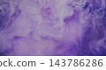 Haze flow. Mist swirl. Color paint blending in water texture. Purple white pigment spilling wave liquid abstract defocused background. 143786286