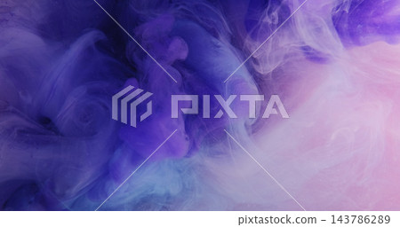 Steam texture. Watercolor ink. Violet pink paint splash liquid spill on wet abstract background. Colorful art defocused dye fog mix. Steam texture. Watercolor ink. Violet pink paint splash liquid spill on wet abstract background. Colorful art defocused dye fog mix. 143786289