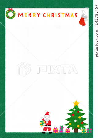 Cute frame featuring Santa Claus and a Christmas tree (vertical) 143786457