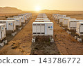 Group of energy storage systems or battery container units in desert 143786772