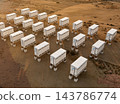 Group of energy storage systems or battery container units in desert 143786774