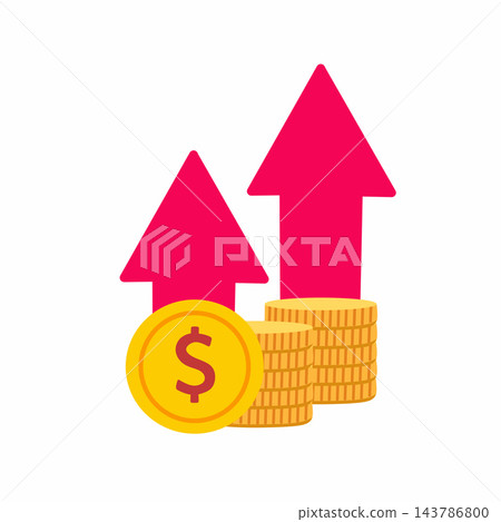 gold coins with dollar sign and upward arrows, symbolizing financial growth, profit increase, investment, business success, and economic development gold coins with dollar sign and upward arrows, symbolizing financial growth, profit increase, investment, business success, and economic development 143786800