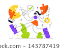 Solution Vector Illustration Featuring Creative Problem Solving, Innovative Ideas, Light Bulb, Gears, and Business Strategy Concept for Success 143787419