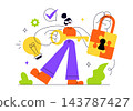 Solution Vector Illustration Featuring Creative Problem Solving, Innovative Ideas, Light Bulb, Gears, and Business Strategy Concept for Success 143787427