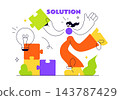 Solution Vector Illustration Featuring Creative Problem Solving, Innovative Ideas, Light Bulb, Gears, and Business Strategy Concept for Success 143787429