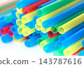 Macro Close-Up of Colorful Plastic Drinking Straw Openings 143787616