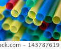 Vibrant Assortment of Colorful Plastic Drinking Straws 143787619