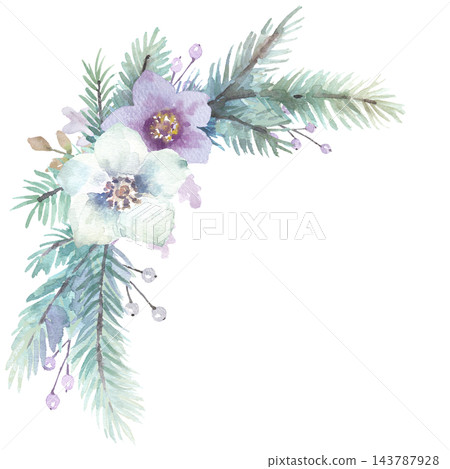 Watercolor, winter botanical frame material Watercolor, winter botanical frame material 143787928