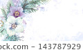 水彩畫，冬季植物畫框 143787929