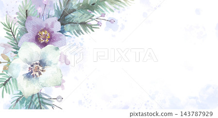 Watercolor, winter botanical frame 143787929