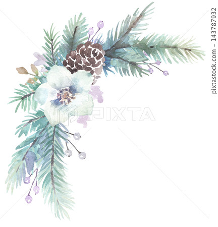 Watercolor, winter botanical frame Watercolor, winter botanical frame 143787932