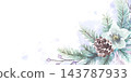 水彩畫，冬季植物畫框 143787933