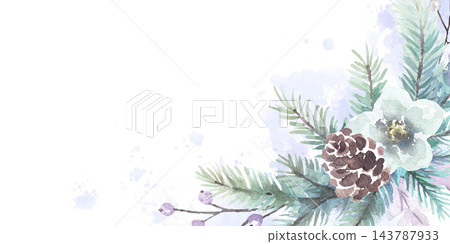 Watercolor, winter botanical frame 143787933