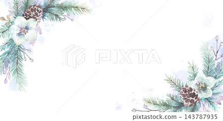 Watercolor, winter botanical frame Watercolor, winter botanical frame 143787935