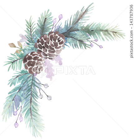 Watercolor, winter botanical frame Watercolor, winter botanical frame 143787936