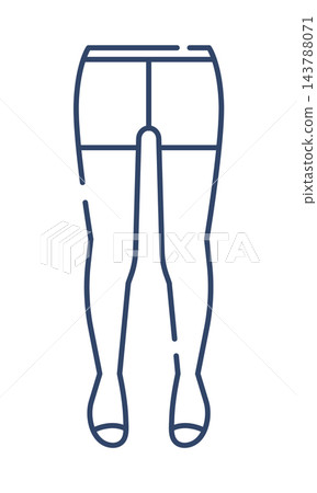 A clothing icon depicting thermal tights covering the entire leg, drawn with clean navy blue lines. 143788071