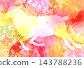 以櫻花點綴的動物剪影水彩畫，風格時尚。 143788236