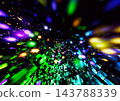 An abstract background of a futuristic space where colorful neon lights radiate outwards. 143788339
