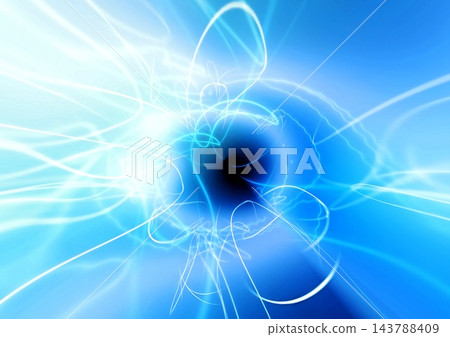 An abstract background with swirling lines of pale neon light. 143788409