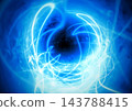 An abstract background with swirling lines of pale neon light. 143788415