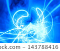 An abstract background with swirling lines of pale neon light. 143788416