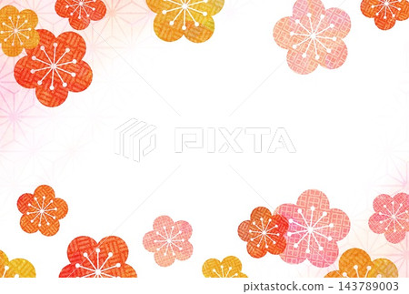 日式背景,飾以梅花和麻葉圖案 日式背景,飾以梅花和麻葉圖案 143789003