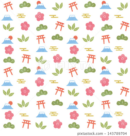 New Year's motif, simple Japanese-style seamless pattern 143789704