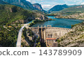 Aerial View of Oliana Dam and Reservoir in the Pyrenees 143789909