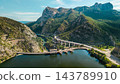 Aerial Oliana Dam, Reservoir and Hydroelectric Station in Catalonia's Pyrenees 143789910