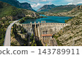 Aerial View of Oliana Dam and Turquoise Reservoir in the Pyrenees 143789911