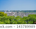 Panoramic landscape image (3:2 aspect ratio, horizontal) overlooking the city of Shimada amidst lush greenery (Shizuoka Prefecture) 143789989