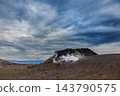 火山地形，可以看到陡峭的樽前山熔岩穹丘冒著白煙，遠處是羊蹄山。 143790575