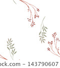 Botanical seamless pattern with delicate red berry branches and sage green foliage. Hand painted watercolor illustration perfect for wrapping paper, wall paper, prints, stationery, packaging, fabric 143790607
