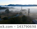 A magnificent sea of clouds covers Hakuba Village, Nagano Prefecture (aerial photograph taken by drone). 143790698