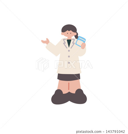 手繪向量插圖,描繪了一位女藥劑師 手繪向量插圖,描繪了一位女藥劑師 143791042