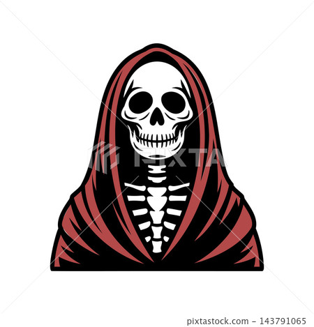 Spooky Halloween Hooded Grim Reaper Skeleton 143791065