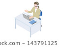 A female operator providing support at a call center. 143791125