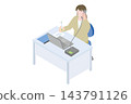 Female office worker answering the phone 143791126