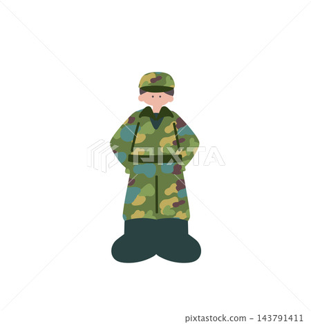 手繪向量插圖,描繪了一名日本自衛隊男子 手繪向量插圖,描繪了一名日本自衛隊男子 143791411