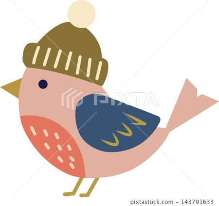 Cute Winter Bird Character Wearing Beanie Hat Cute Winter Bird Character Wearing Beanie Hat 143791633